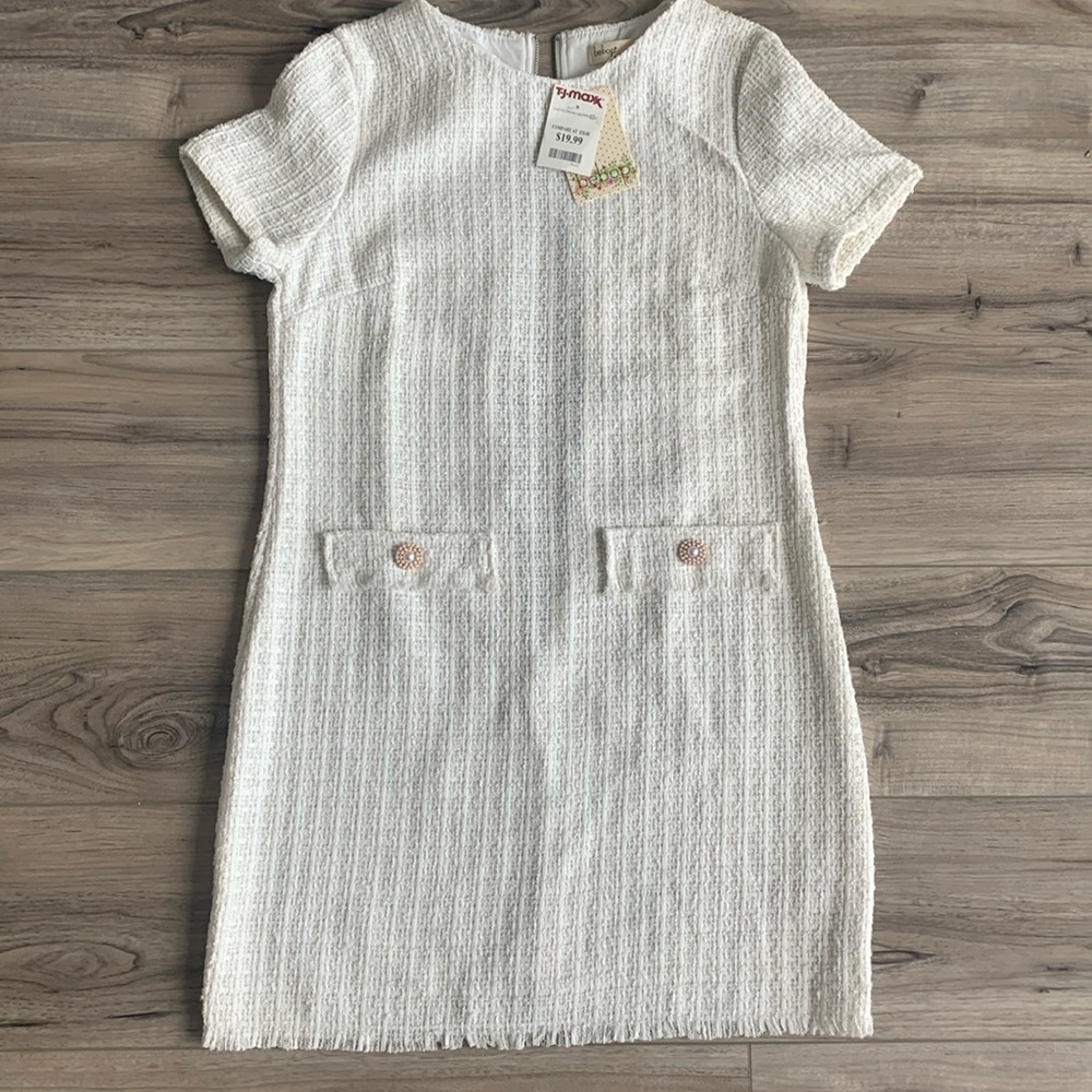 NWT preppy white tweed-like dress.